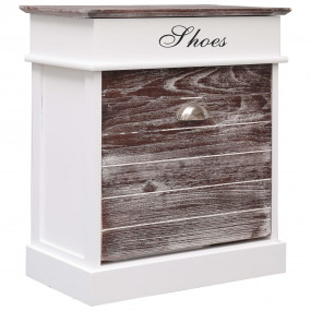 Shoe Cabinet Brown and white Paulownia wood 19.7x11.0x2...
