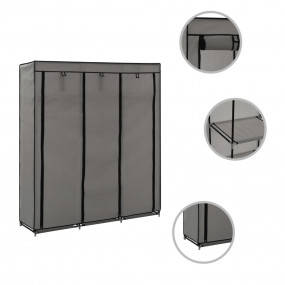 Wardrobe Grey Non-woven fabric Medium Collapsible Wardr...