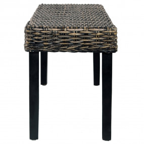 Bench Black, Natural Rattan Natural Kubu Rattan, Solid ...