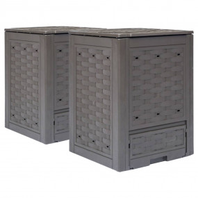 Garden Composter Brown Plastic with rattan look
