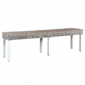 Bench White, Natural Natural kubu rattan, solid mango w...