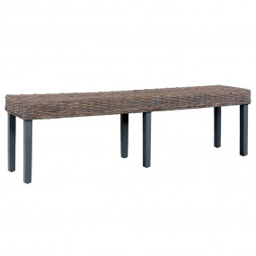 Bench Grey Natural kubu rattan, solid mango wood 63 in ...