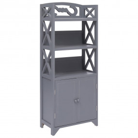Bathroom Cabinet Grey Paulownia wood and MDF Medium