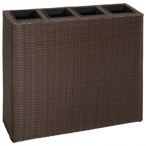 Raised Bed Brown Poly rattan frame, Plastic pot Standar...