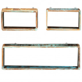 Wall Cube Shelf Multicolor Solid reclaimed wood Small a...
