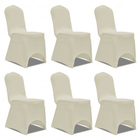 Chair Cover Set of 12 Cream 90% Polyester, 10% Elastane