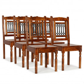 Dining Chair Set of 6 Brown Solid acacia wood, cast iro...