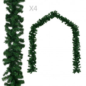 Christmas Garland Set of 4 Green PVC 106.3 in Christmas...