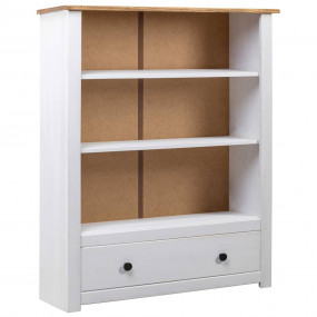 Bookcase White and natural wood Solid pine wood Medium ...