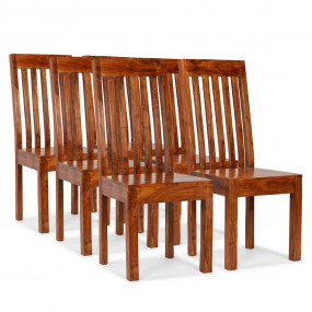 Dining Chair Set of 6 Brown Solid acacia wood Standard ...