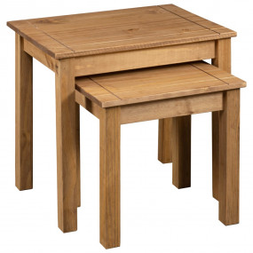 Nesting Table Set of 2 Natural Solid pine wood