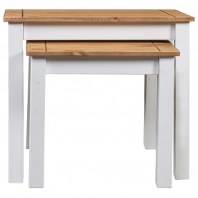 Nesting Table Set of 2 White Solid pine wood Stackable ...