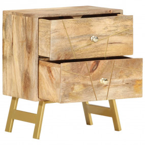 Bedside Cabinet Brown Solid Mango Wood Medium Bedside C...