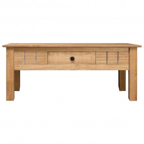 Coffee Table Natural wood Solid pine wood Medium Drawer...