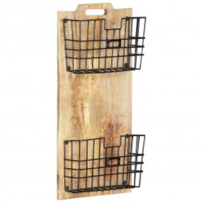 Magazine Rack Brown, Black Mango Wood, Steel 13 x 3.9 x...