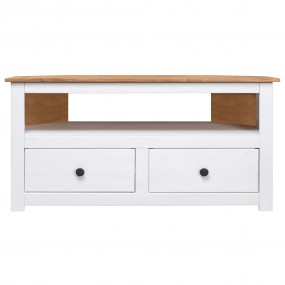 Corner TV Cabinet White and natural wood Solid pinewood...