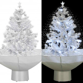 Snowing Christmas Tree White, Silver PVC, Polyester, Pl...