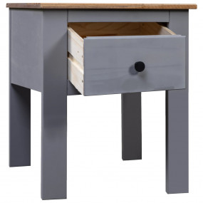 Bedside Cabinet Grey Solid Pinewood Medium Stylish Nigh...