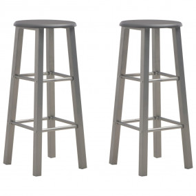 Bar Stool Set of 2 Anthracite MDF and Steel Standard Fo...