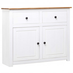 Sideboard White and natural wood Solid pine wood 36.6x1...