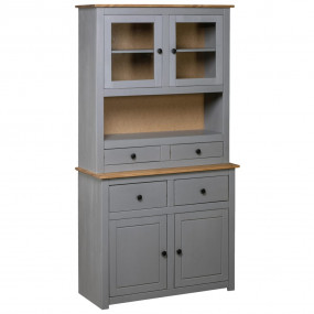 Highboard Grey Solid pine wood Large Highboard Rectangu...
