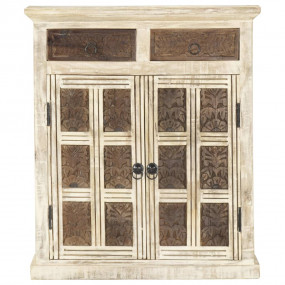 Sideboard White with carved brown patterns Solid mango ...