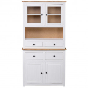Highboard White and natural Solid pine wood Standard St...