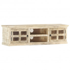 TV Cabinet White Solid mango wood 51.2 x 11.8 x 14.2 in