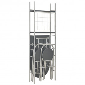 Dining Set Black and Silver MDF and steel Compact Colla...