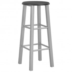 Bar Stool Set of 2 Black and Silver Steel and MDF