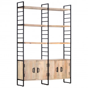 Bookcase Brown and Black Solid mango wood and powder-co...