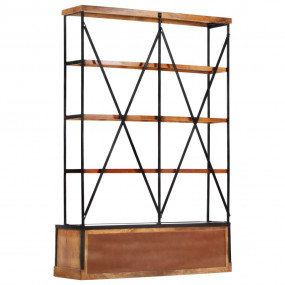 Bookcase Brown, Black Solid Mango Wood, Powder-Coated S...