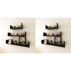 Wall Rack Set of 6 Black MDF Small, Medium, Large Wall ...