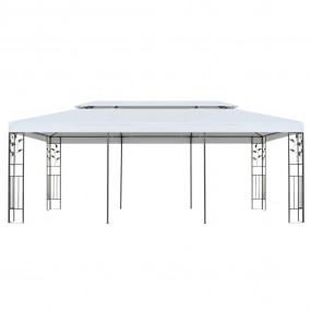 Gazebo White and Black Powder-coated Steel 9.8 x 19.7 f...