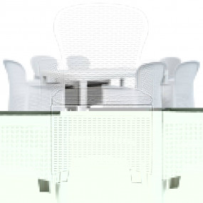 Outdoor Dining Set White Plastic 7 Piece Durable