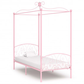 Bed Frame Pink Metal 39x79 in Classic/Traditional Bed F...
