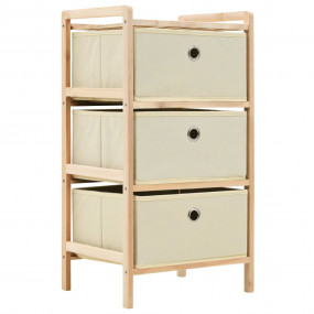 Storage Rack Set of 2 Beige Cedar wood and Polypropylen...