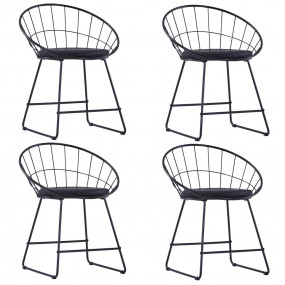 Dining Chair Set of 4 Black Powder-coated steel Standar...