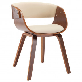 Dining Chair Cream and dark brown Faux leather and bent...