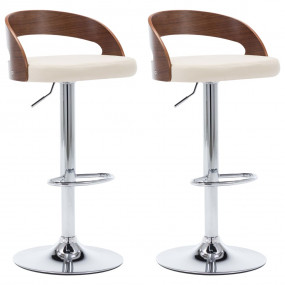 Bar Chair Set of 2 Cream and Dark Brown