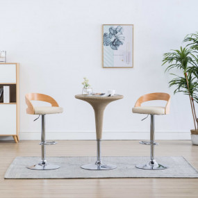 Bar Chair Set of 2 Cream and light brown