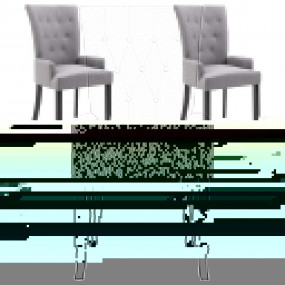 Dining Chair Set of 4 Light grey Polyester Standard Erg...