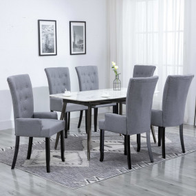 Dining Chair Set of 6 Light Gray Polyester Standard Erg...