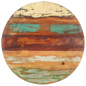 Table Top Multicolor Solid reclaimed wood 15.7 in diame...