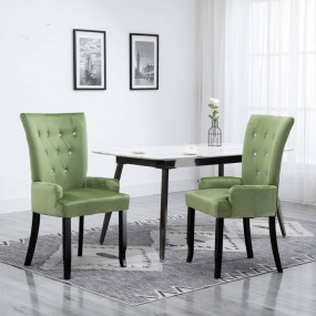 Dining Chair Set of 2 Light Green Velvet Standard Ergon...