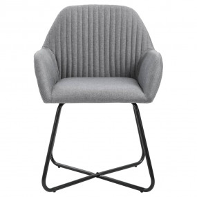 Dining Chair Set of 4 Light Grey Fabric and powder-coat...