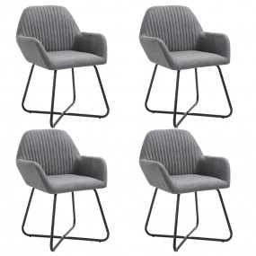Dining Chair Set of 4 Dark Grey Fabric and powder-coate...
