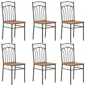 Dining Chair Set of 6 Brown and black MDF and steel Sta...
