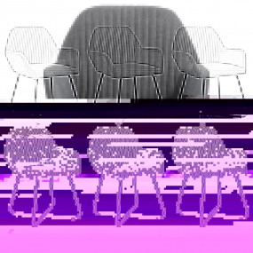 Dining Chair Set of 6 Dark Gray Polyester, Powder-coate...