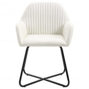 Dining Chair Set of 4 Cream Fabric Standard Ergonomic
